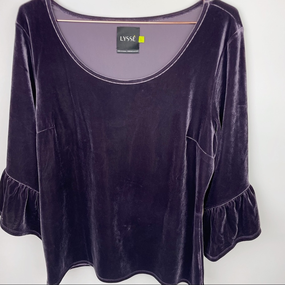 Lyssé Remy Velvet Bell Sleeve Top Amethyst - Picture 5 of 8